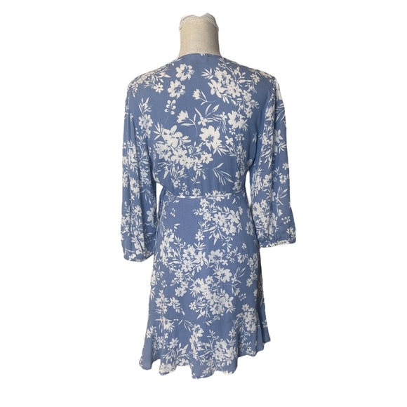 Lulu’s Floral in This Together Dusty Blue Floral Print Wrap Dress - Picture 7 of 14